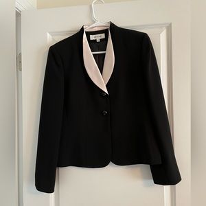 Black 2 button Size 10 Suit Jacket with White Lapel and cuffs